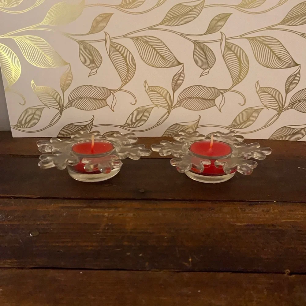 Crate&Barrel Winter Snowflake Tealight Holders